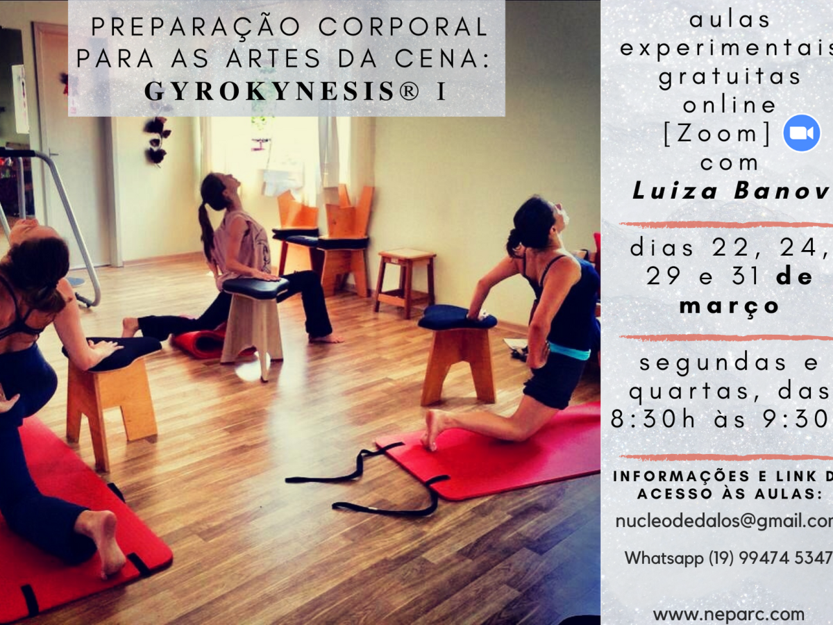 Aulas gratuitas de “Preparação Corporal para as Artes da Cena: GYROKYNESIS®&nbsp;I”